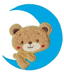 Nažehľovacie aplikácie veľké - modrý mesiac s medvedíkom